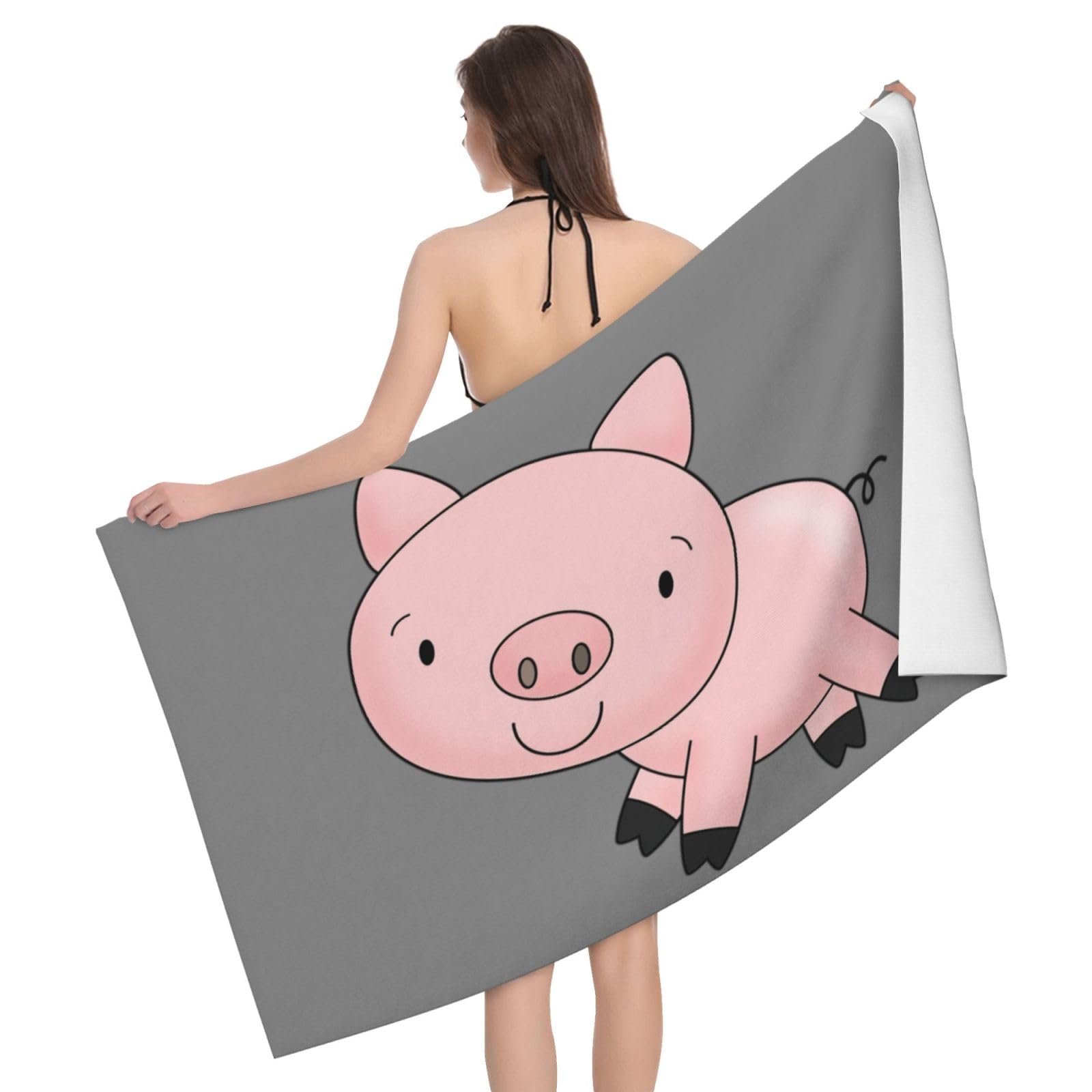 Serviette de piscine microfibre cochon pour camping et plage