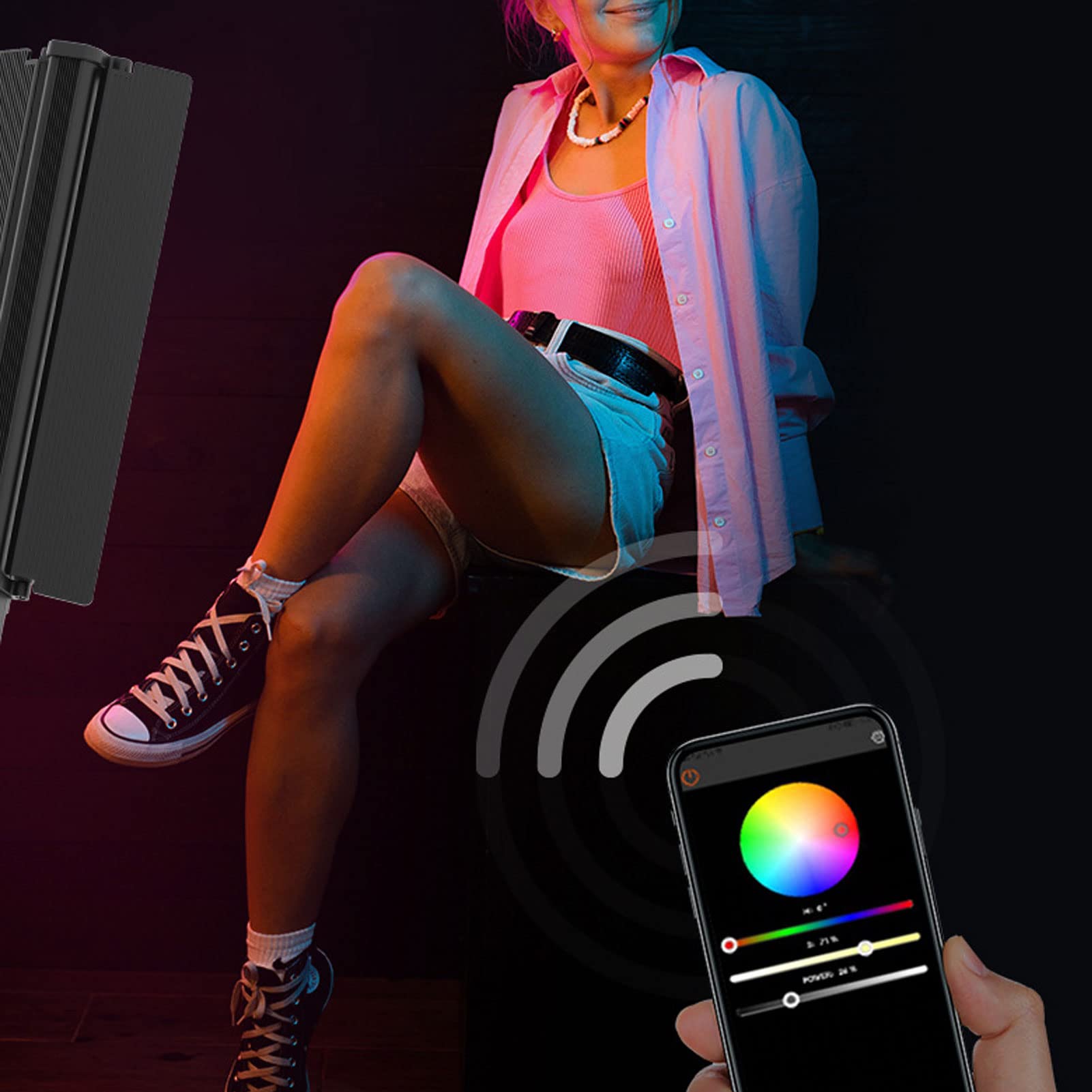 Stick Luminoso LED RGB Portatile, Lampada a Bacchetta Video Ricaricabile a Colori a 360 Gradi con Controllo APP per le Riprese