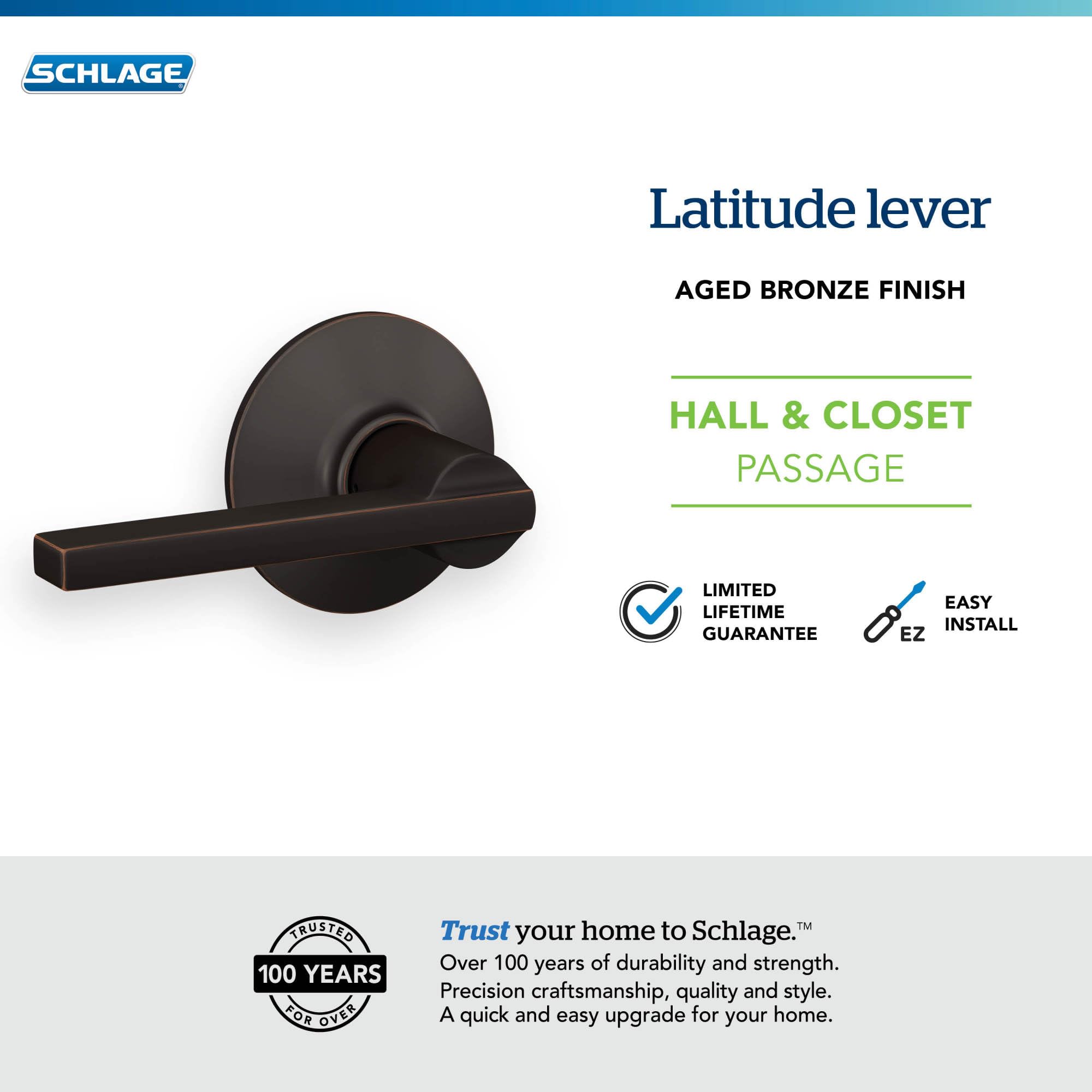 Schlage F10 LAT 716 Latitude Passage Lever, Aged Bronze - Image 4