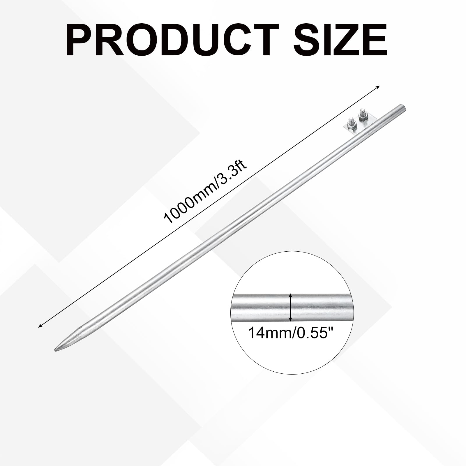 QUARKZMAN 0.6" Palo Terra Caldo Zincato Messa a Terra Pin 3.3ft 2pz