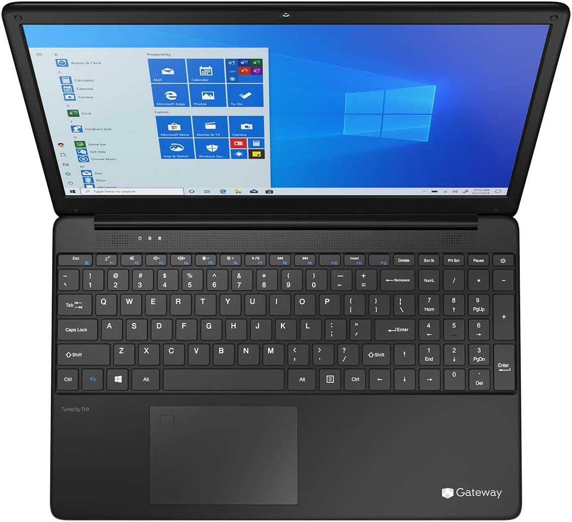 Top-down view of the Gateway laptop keyboard and touchpad, showing the layout and function keys.