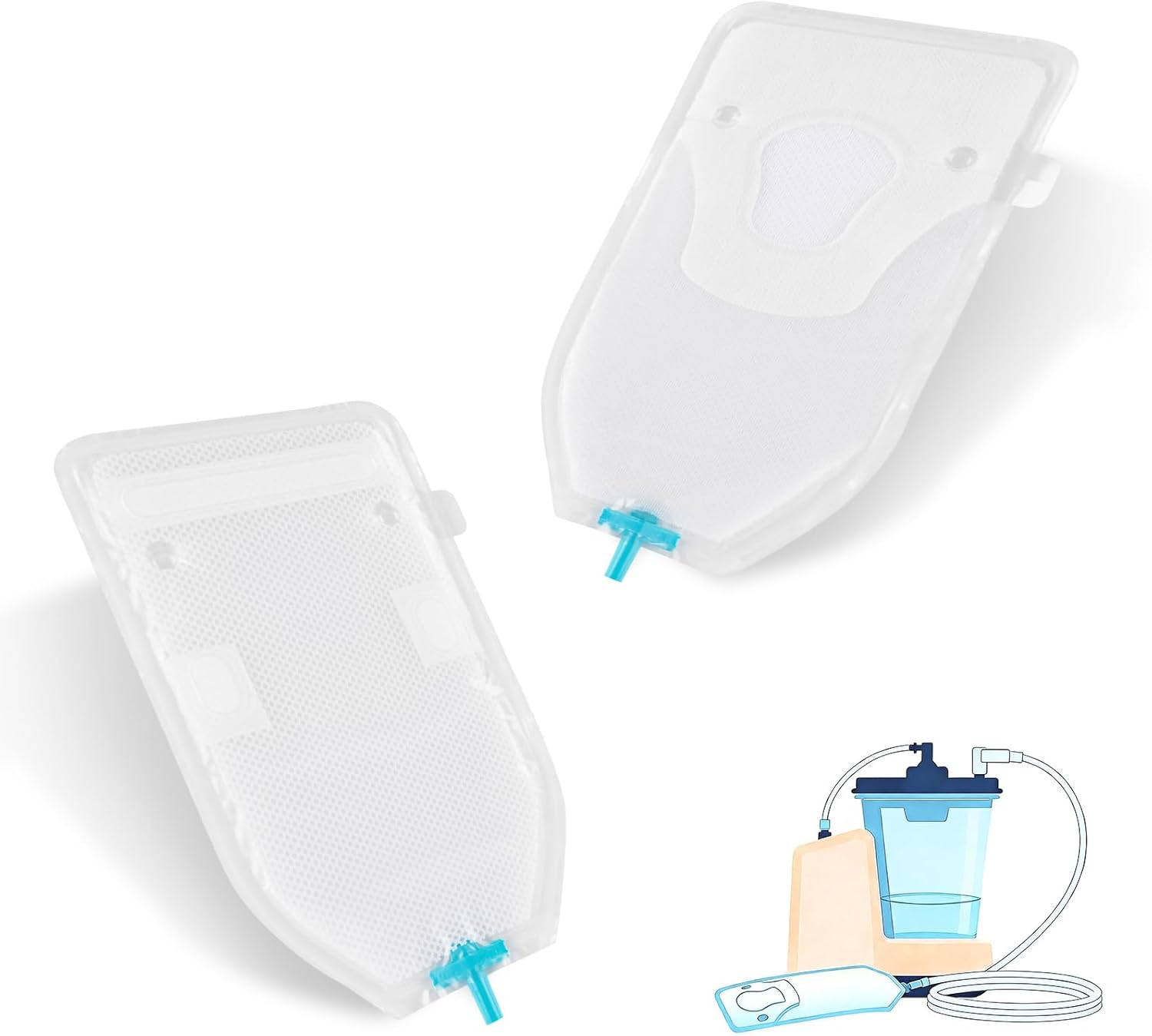 Male External Catheter Drain Pouches, Non-Invasive Urinary Management, Full-Adhesive Leak-Resistant Seal, Skin-Friendly Material, Fits Most Drainage Systems, 30-Pack,no Machine Included