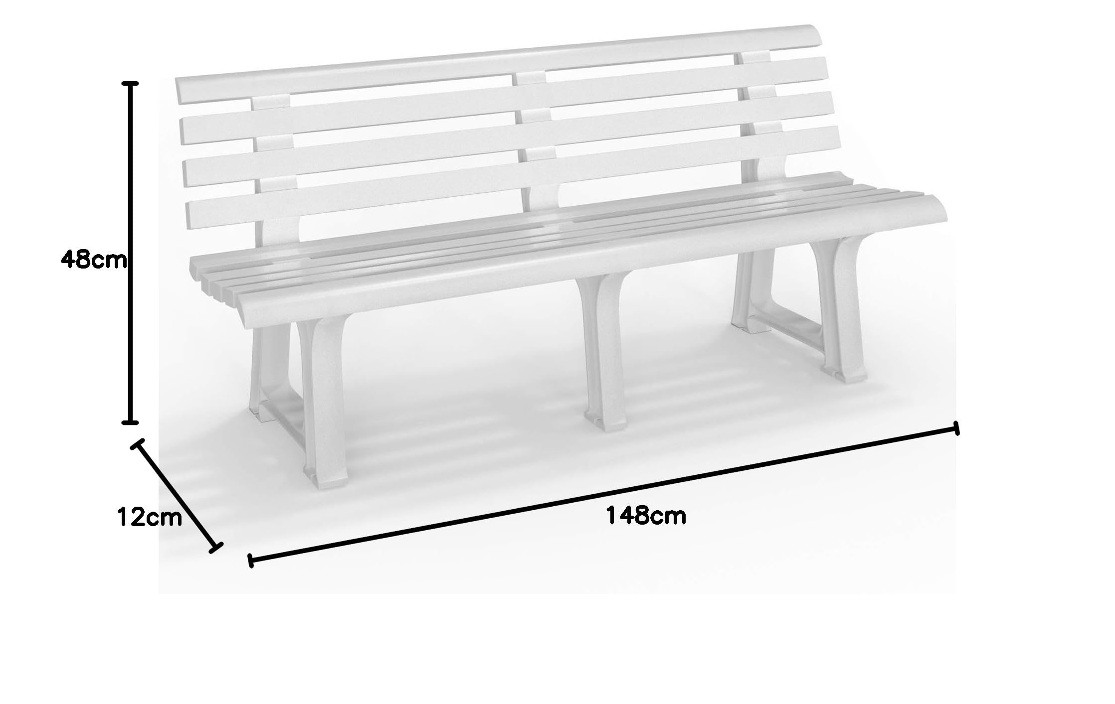 SATURNIA Banco Jardin Resina Blanco 145x49 cm.