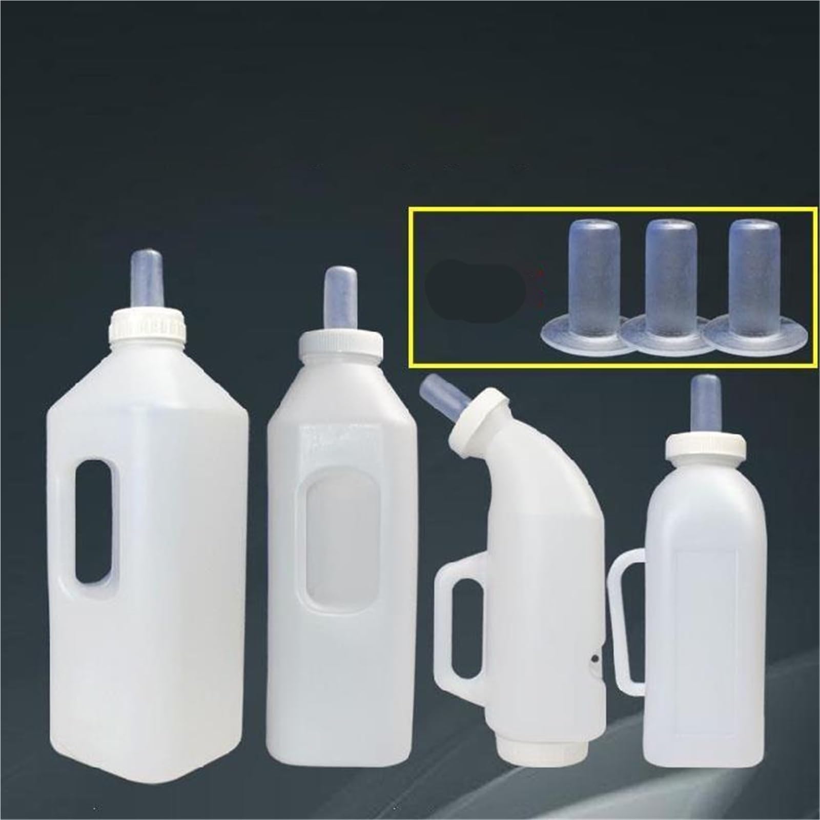 Butelka do karmienia jagniąt, Butelka do karmienia jagnięciny, cielęcia i kozy Silikonowa 1L 2L 2,5L 3L 250ml z 5 smoczkami(5L)
