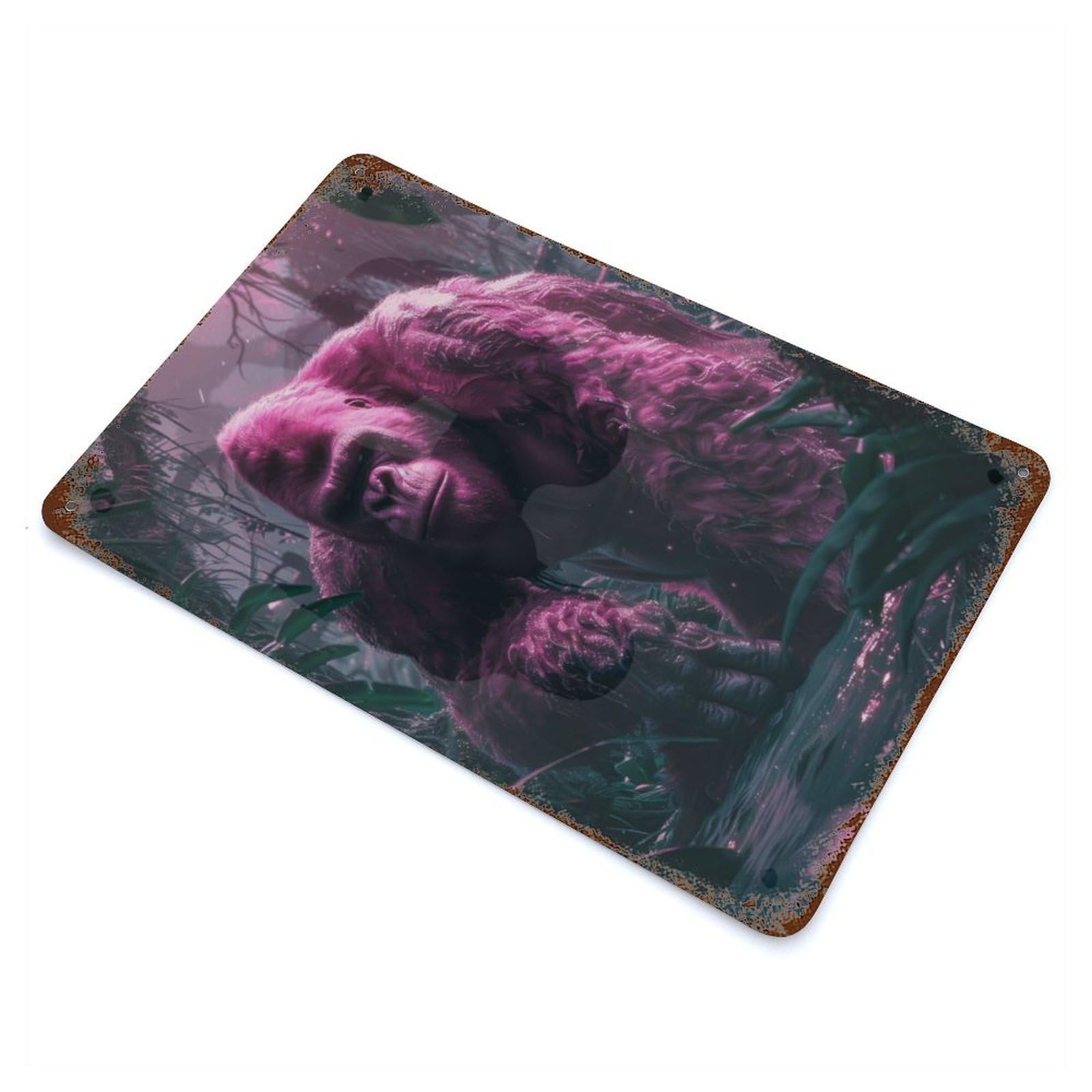 Gorilla Rustic Tin Plaque 11.8"x7.9", Ideal for Cafe, Home Bar And Lounge Decor