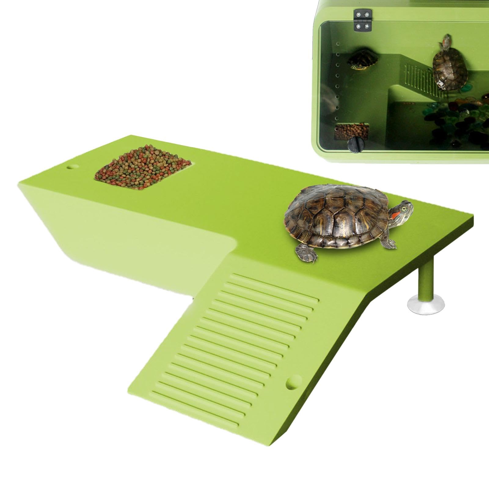 Plateforme De Baignade Flottante Pour Tortue Aquatique - Dock Avec Rampe - Matériau Polycarbonate - Facile à Installer - 3