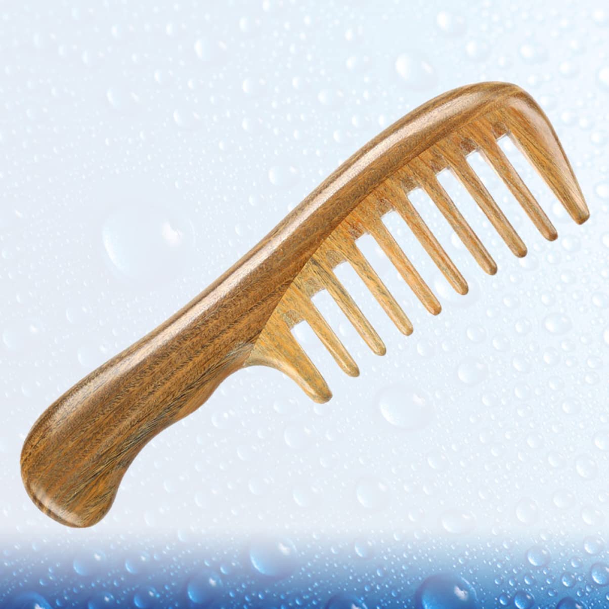 NOLITOY Peine De Masaje De Dientes Anchos Natural De Madera De Sándalo Cabello Peine De Madera De Dientes Anchos y Compactos Para Peinado