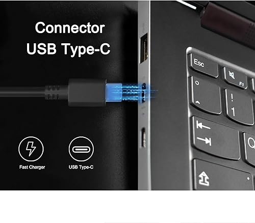 Miniatura 2 de Adaptador de CA USB-C de 2 clavijas de 65 W compatible con Lenovo Thinkpad T480 T480s T490 T490s T495 T495s T580 T590 E480 E490 E490s E495 E580 E590