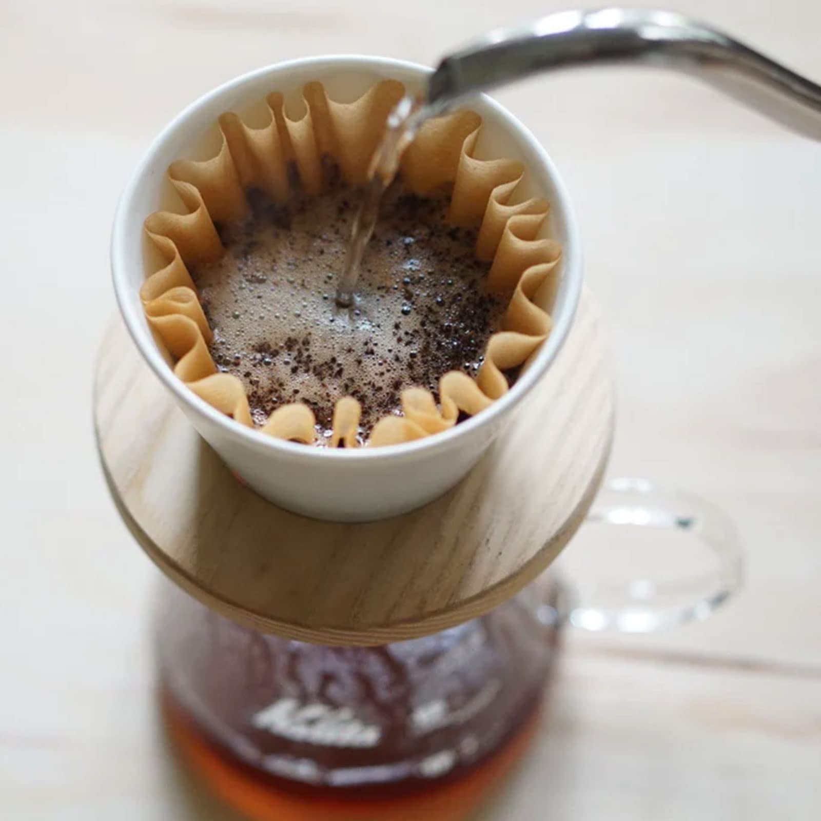 Papier-Kaffeefilter, ungebleicht, 1–4 Tassen, Einweg-Kaffeefilter zum Übergießen von Kaffeefilter für kleine Korb-Kaffeemaschinen, Tropfkaffeemaschine, Einzelportion-Kaffeekanne (braun)