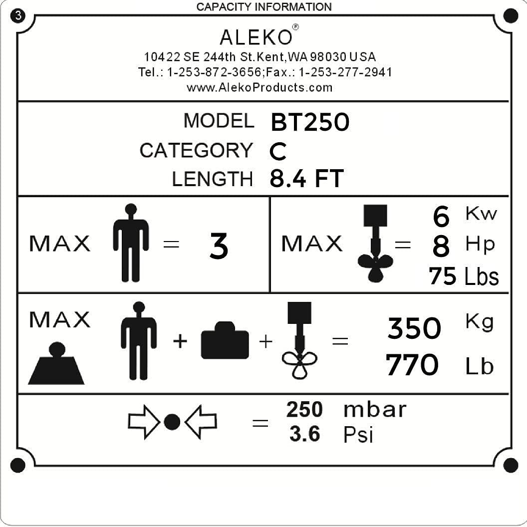 ALEKO Inflatable Boats Heavy Duty Raft Fishing Boat Dinghy (250, Aluminum Deck, Red and Black)