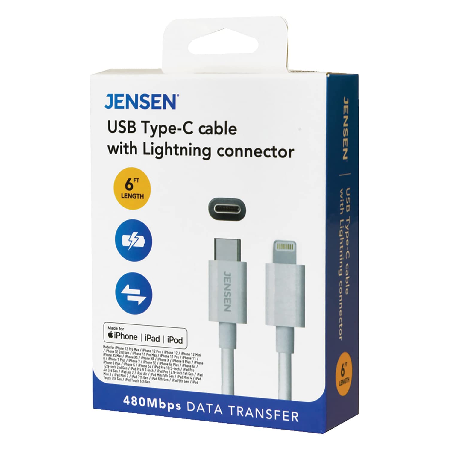 Amazon.com: JENSEN JU832CL6V Charge and Sync USB-C to Lightning