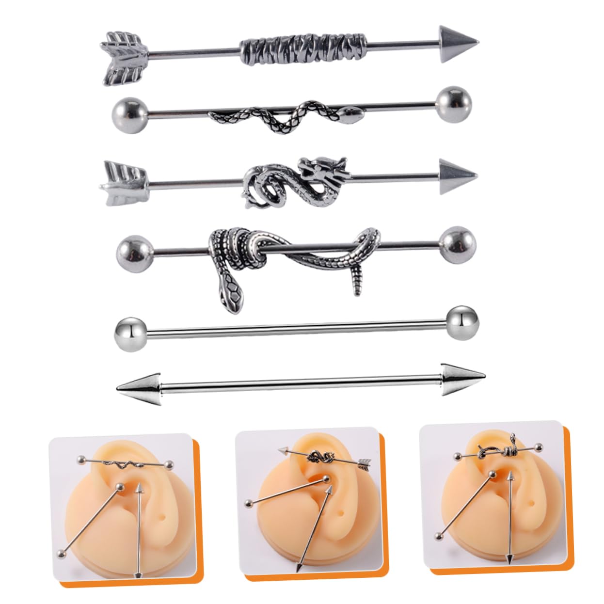LIFKOME pendientes industriales piercing en la oreja de moda pendientes de barra industriales pendientes de mujer aretes de mujer joyas para perforar la oreja Acero inoxidable