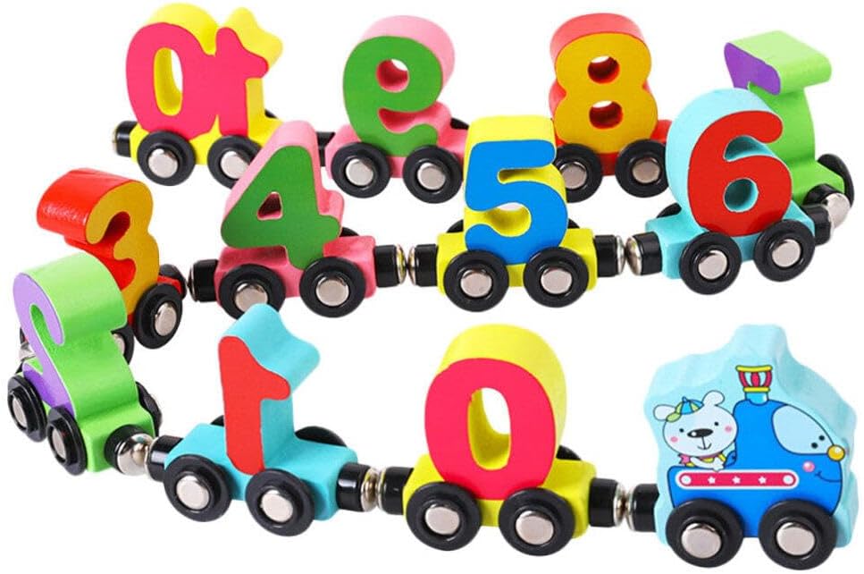 NUOBESTY 1 Set of Wooden Train Toys Magnetic Number Train Car Toys Number Building Blocks Montessori Educational Toy for Kids Toddlers Learning Counting Toy