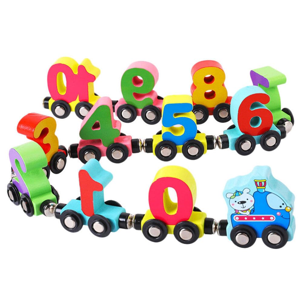 NUOBESTY 1 Set of Wooden Train Toys Magnetic Number Train Car Toys Number Building Blocks Montessori Educational Toy for Kids Toddlers Learning Counting Toy
