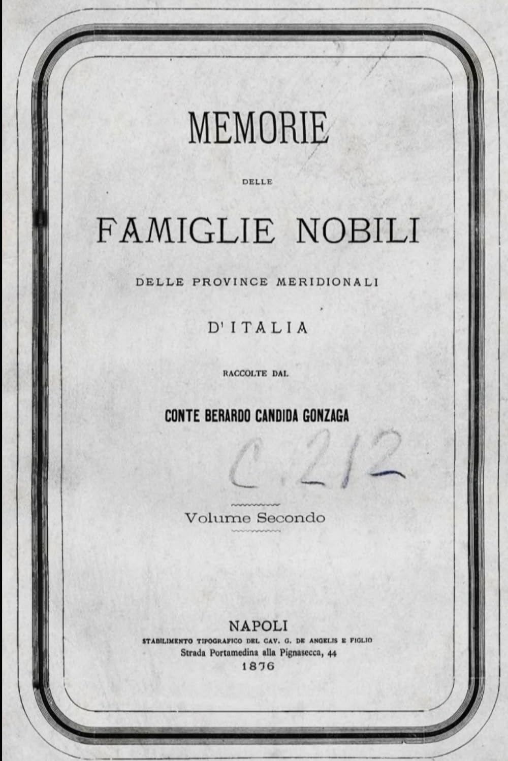 Memorie delle famiglie nobili delle province meridionali d’Italia