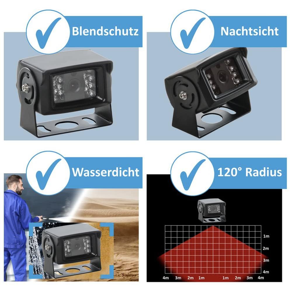 VSG24 Rückfahrkamera 7' Transporter-Set Transit inkl. Kamera, Monitor, Kabel - Wasserdicht...