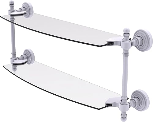 Miniatura 22 de Allied Brass RW-34/18 Retro Wave Collection - Estante de cristal de dos niveles de 18 pulgadas, gris mate Gris mate,Otoño Sparkle,Rojo (Fire Engine