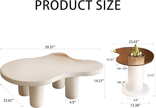 Miniatura 43 de Juego de 2 mesas de centro redondas anidadas, moderna mesa auxiliar circular con mesa auxiliar decorativa para espacios pequeños, apartamentos,
