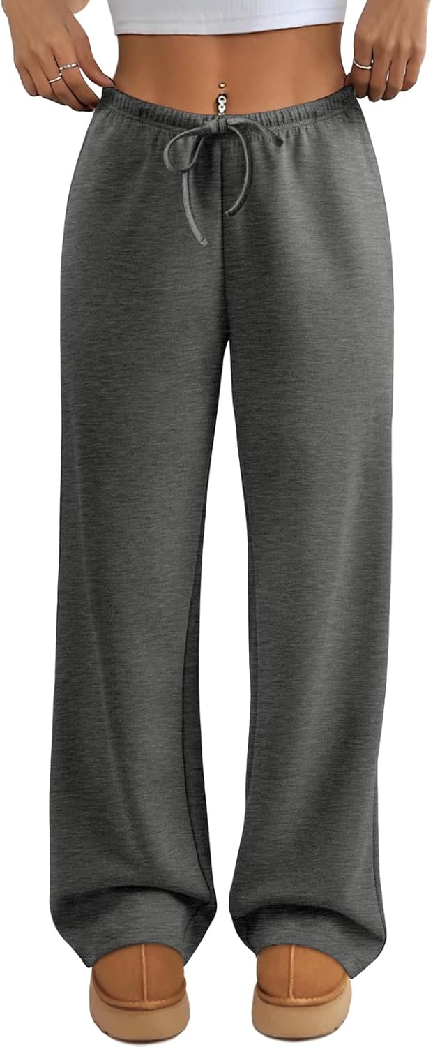 ATHMILE Womens Sweatpants Wide Leg Barrel Pants Baggy Joggers Low Waist Fall Fashion Winter Clothing Pockets 2025