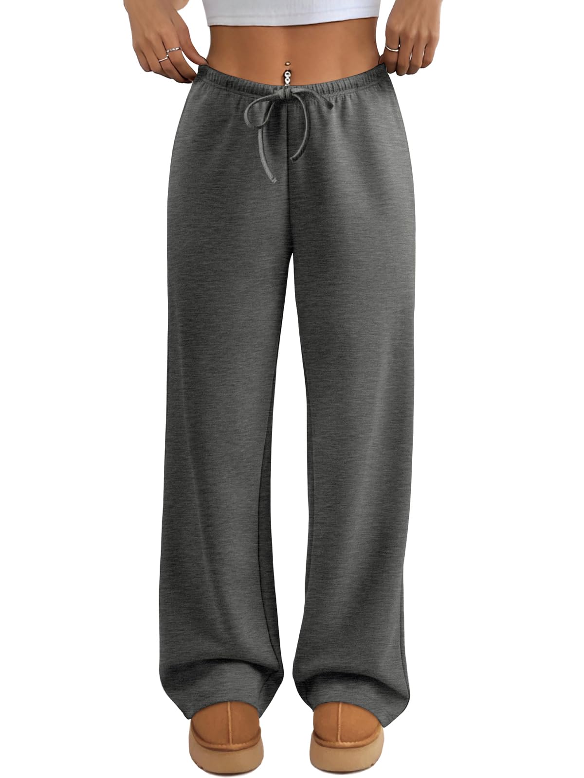 ATHMILE Womens Sweatpants Wide Leg Barrel Pants Baggy Joggers Low Waist Fall Fashion Winter Clothing Pockets 2025