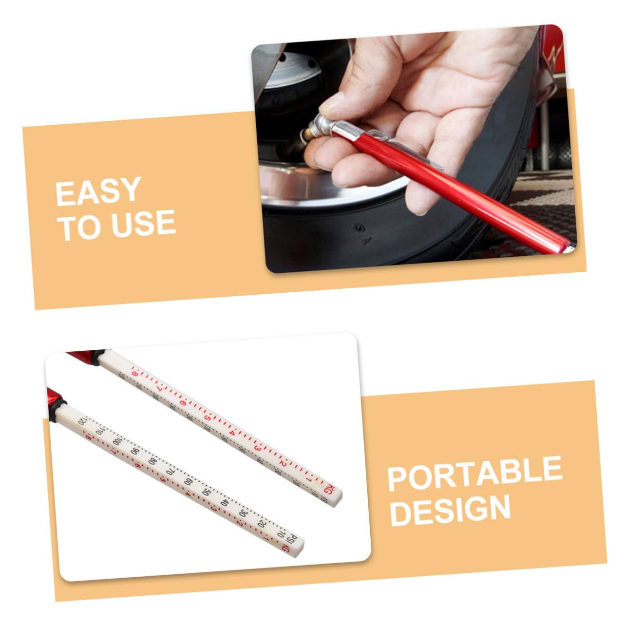 GLEAVI 2pcs Tire Pressure Gauge for Car Bike Mechanical Tire Pressure Tool Portable Stainless Steel Plastic Easy to Use
