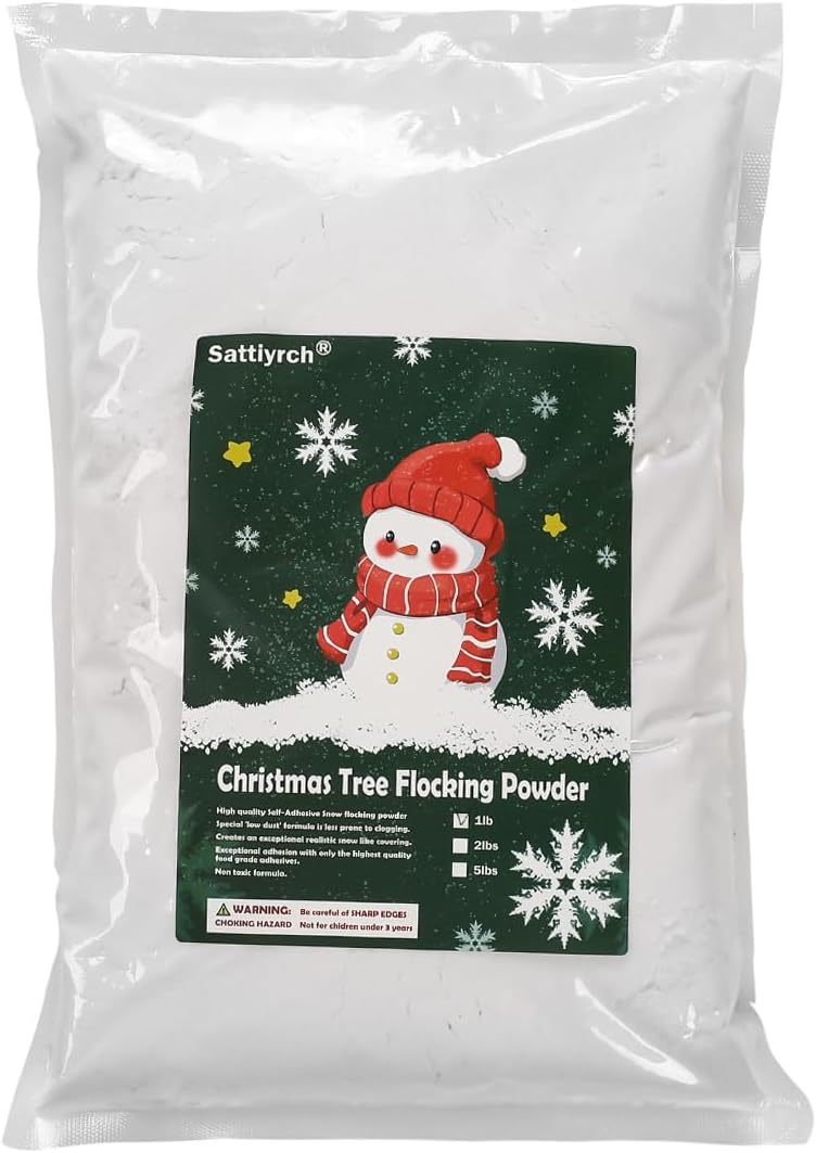 Sattiyrch Snow Flocking Powder for Christmas Tree,Fake Snow Powder,Artificial Snow for Christmas Village,Snow Decorations(5, Pounds)