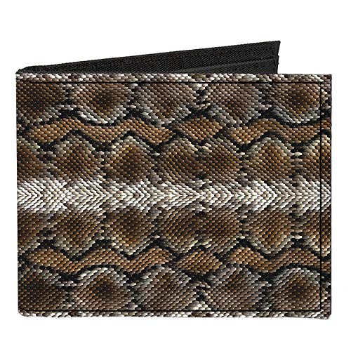 Buckle-Down Men's Standard Canvas Bifold Wallet Snake Skin, 4.0