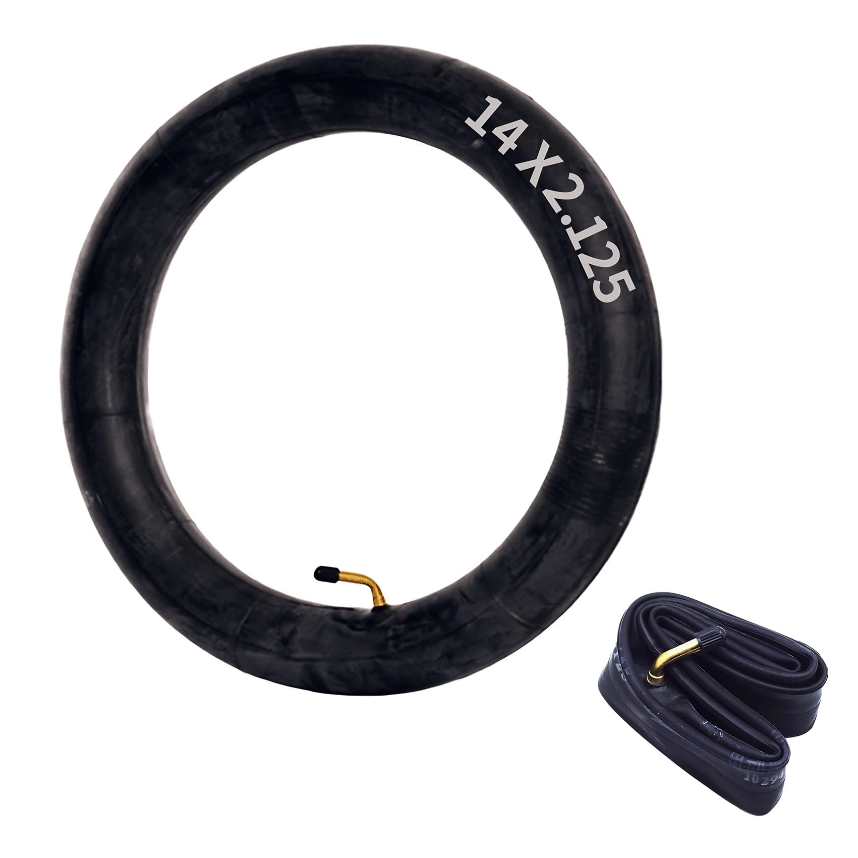 Gueiddi Bike Tube, Bike Tube Electric Bike tire Tube Rubber Inner Tube with Metal Bent Valve E-Bike Accessories Inner Tube with Spare Tire Replace Electric Scooter Accessories (14X2.125)