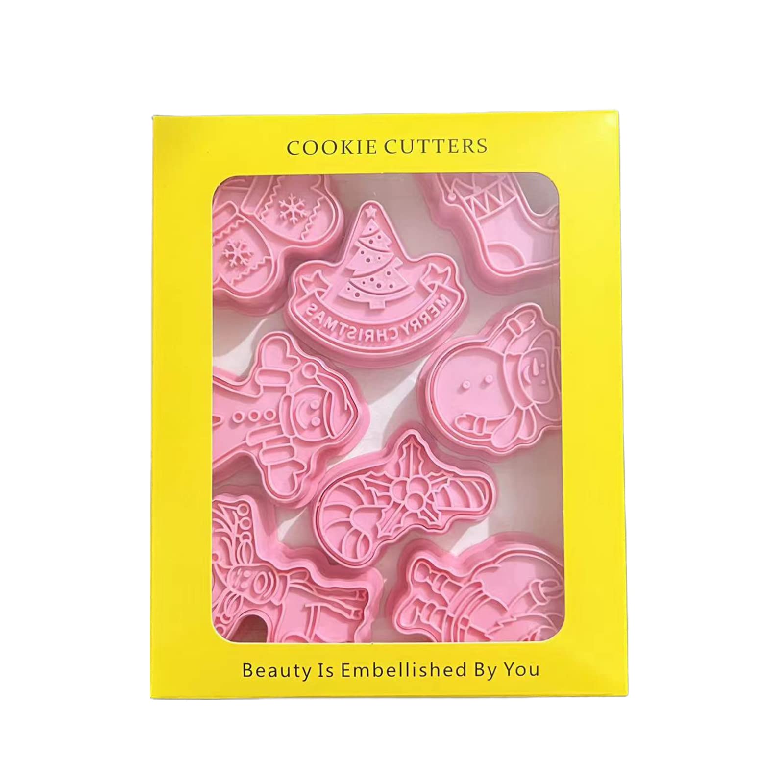 8pcs 3D Cartoon Christmas Biscuit Mold Cookie Mold Press Baking Accessories Cookie Cutter Set Set with Pattern Press for Baking