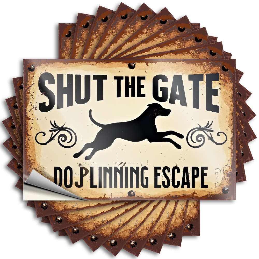 Stickers - Small Tumbler Shut The Gate, Dog Lining Escape. for Fishing Cocoa(12X18CM)