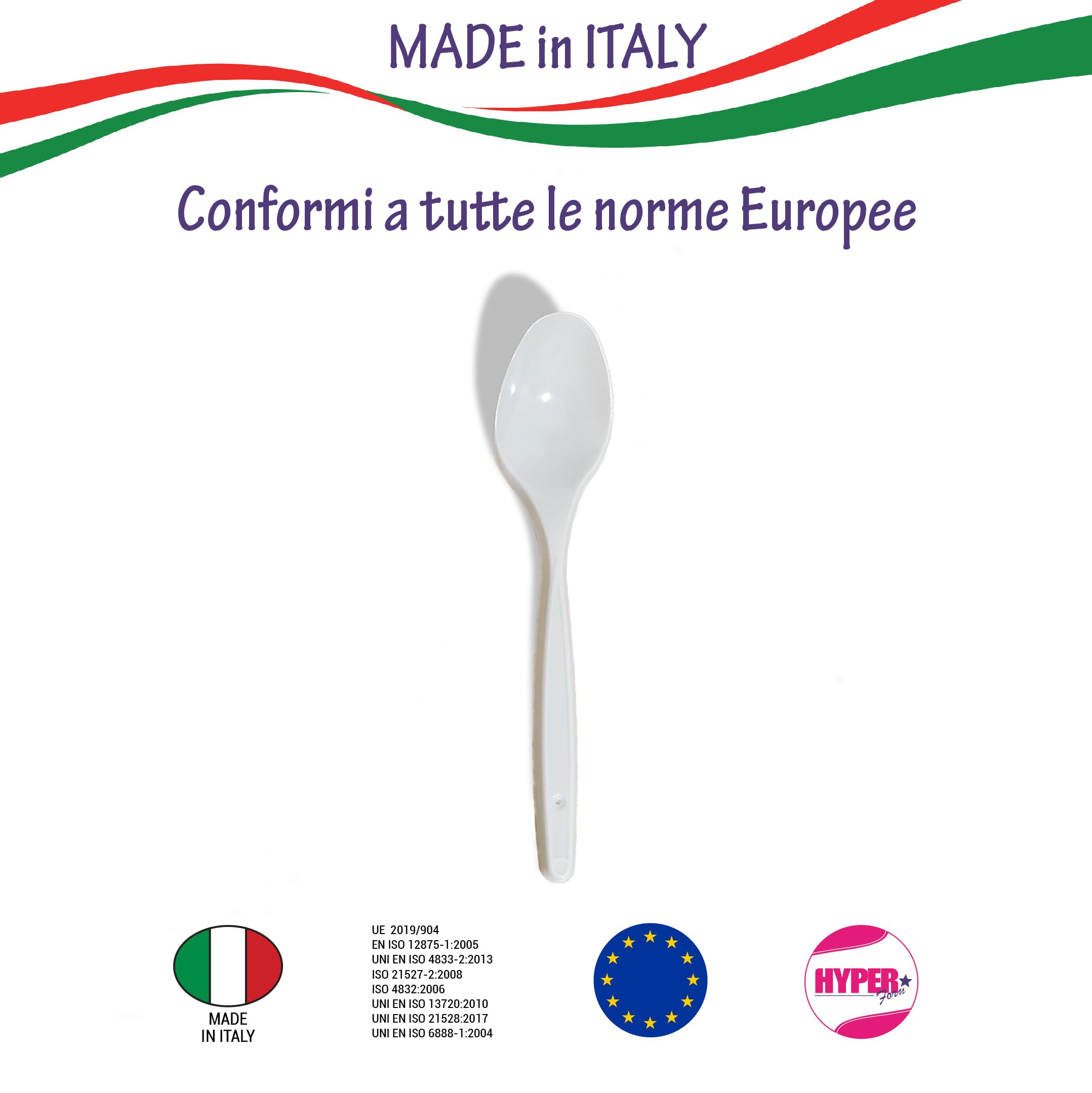 HYPER form 200 Cucchiaini in Plastica Bianchi Riutilizzabili per Aperitivo e Dessert