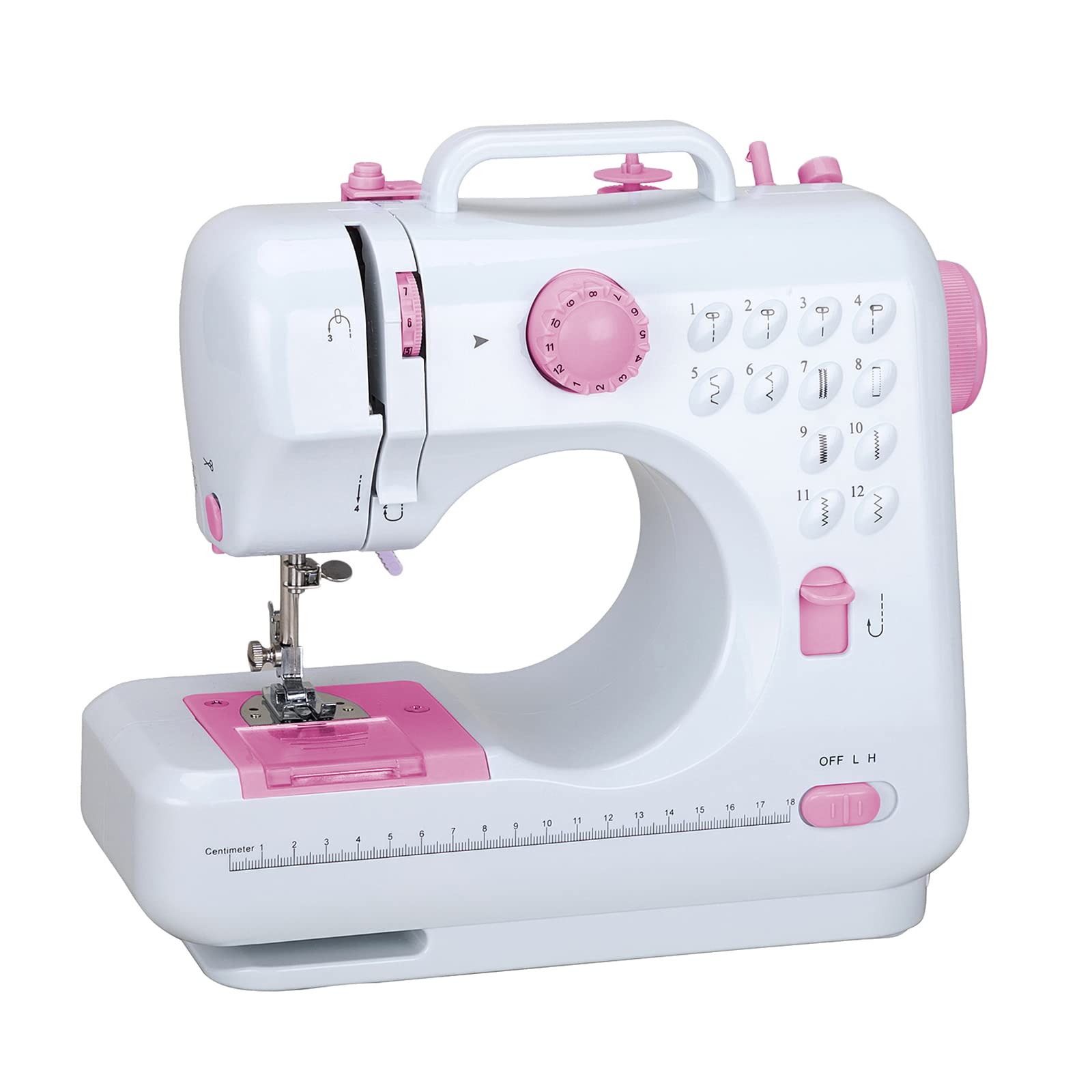 ZPSHYD Macchina da cucire multifunzione a 12 punti, doppia linea, domestica, overlock a due velocità, per bambini e principianti, rosa
