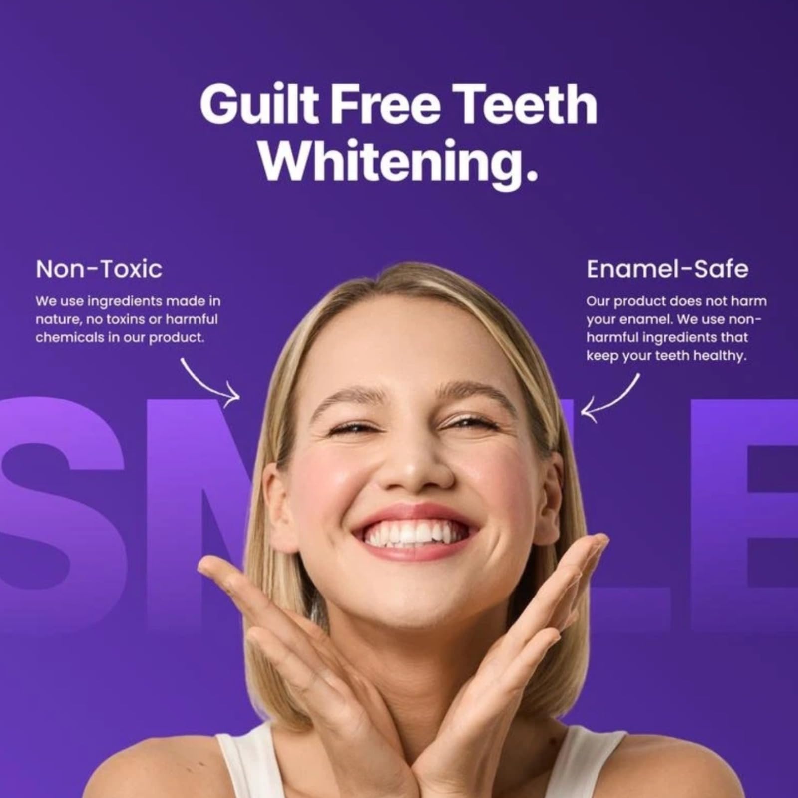 Zahnaufhellungsstreifen, violett, Set zur Zahnaufhellung ohne Peroxid | Korrektureffekt des gelben Farbtons | Whitening Strips für Zahnaufhellung in 7 Tagen, Hilfe bei der Improve Kaffee/Wein Fleck
