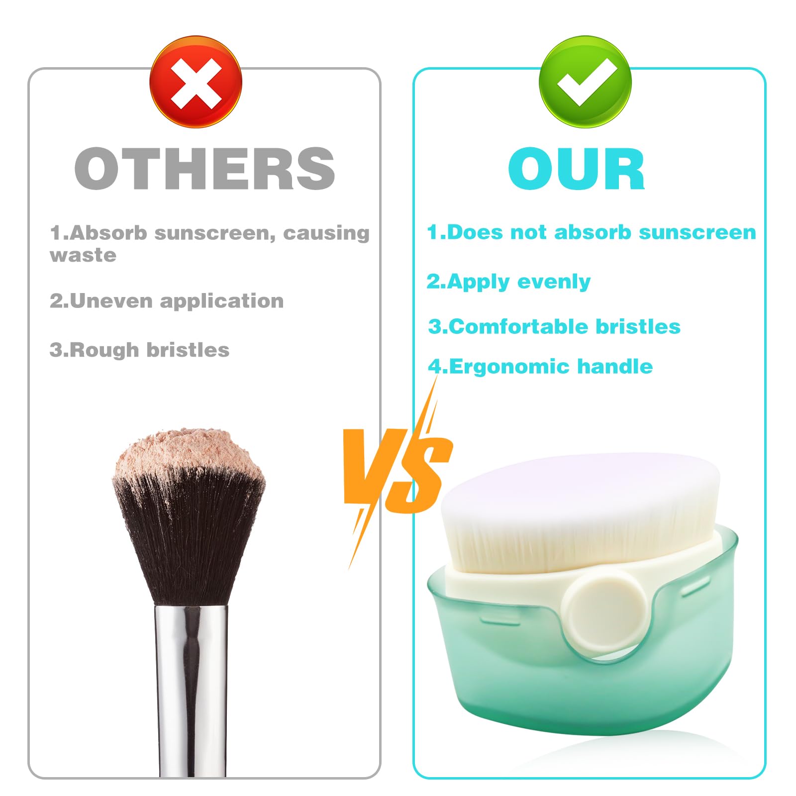 2Pcs Applicateur de Crème Solaire pour Enfants, Brosse de Protection Solaire pour Enfants, Applicateur Lotion Solaire, Brosse Crème Solaire pour Enfants avec Capuchons Protection