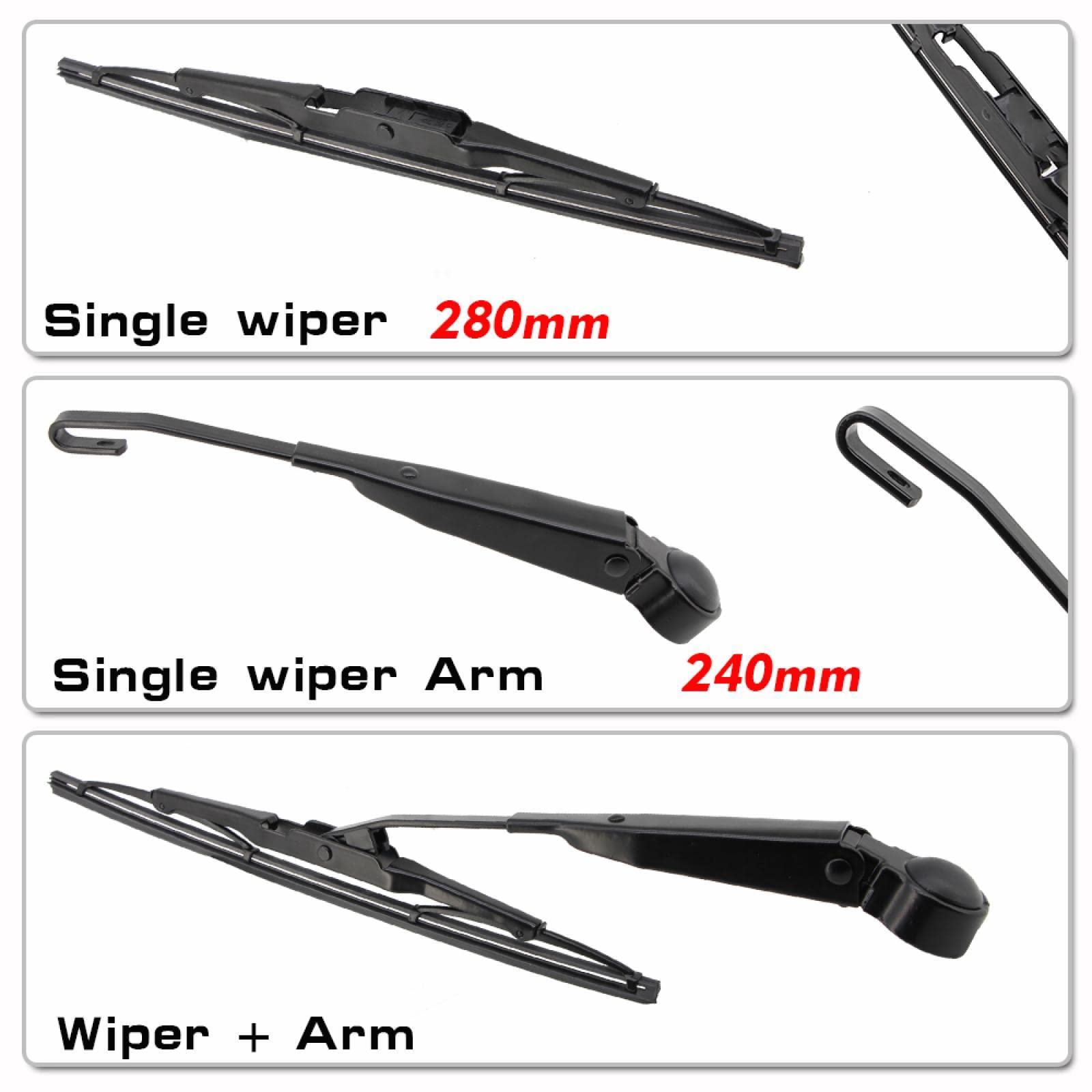 Tergicristallo Posteriore per Dodge Caliber 2008 in Poi 280mm tergicristallo lunotto Posteriore per Auto e Braccio tergicristallo Posteriore Accessori per Auto