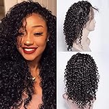 Maxine Deep Curly Human Hair Lace Front Wigs 130% Density Brazilian Virgin Curly Wave Wig with Baby Hair for Black Women 18Inch