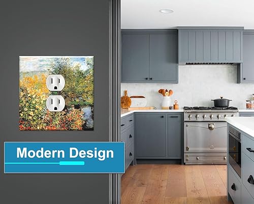 Vista 21 de Art Plates - Monet: Stiller Winkle - Placa decorativa de pared de metal con palanca de 1 banda - Cubierta de placa de interruptor de luz de una