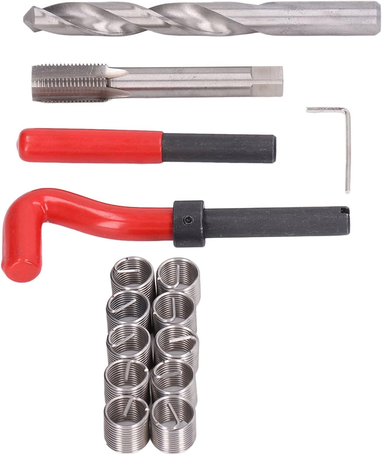 15Pcs Set Thread Repair Kit, Stainless Steel Thread Repair Kit M14x1.50mm, Insert Compatible Hand Tool for Auto Repairing