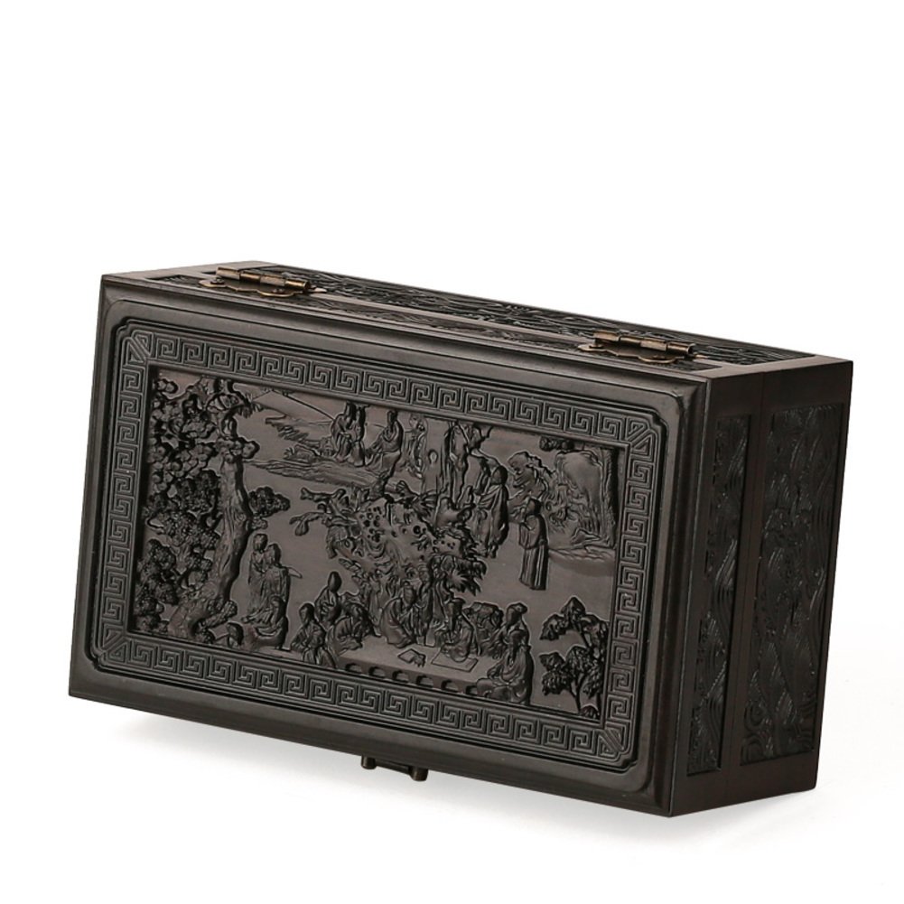 WODESHIJIE Wood Classical Move Black Jewelry Boxes-B