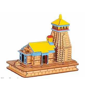 KARNI Kedarnath 3D Wood Tempal in Color for Office Decoration,and Gift.