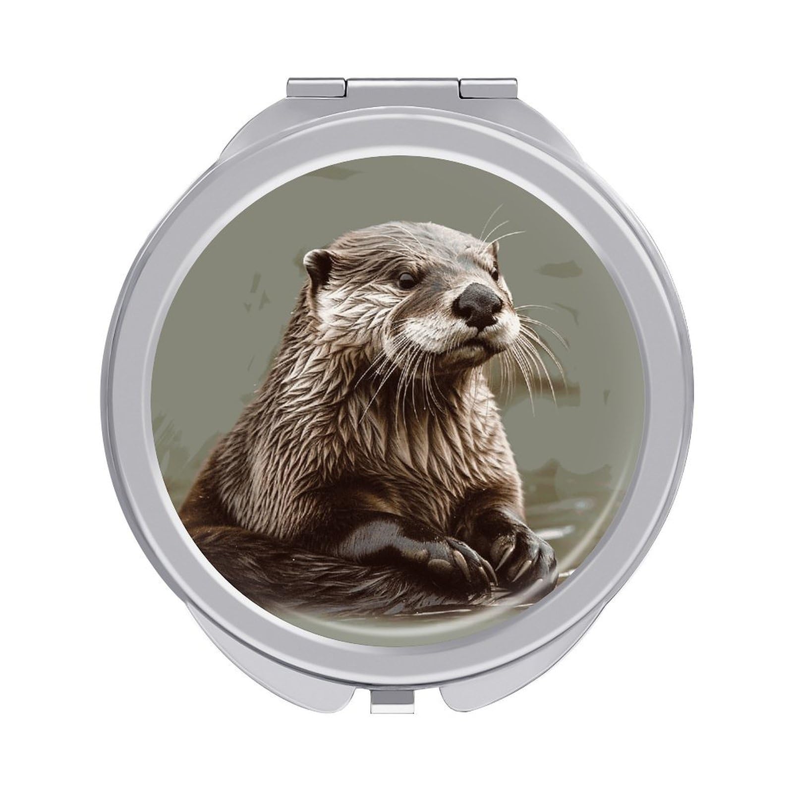 Fekiloot Style Otter Animal Travel Makeup Mirror Handheld Compact Mirror Portable Pocket Mirror Double-Sided 1X/2X Magnifying For Handbag And Purses