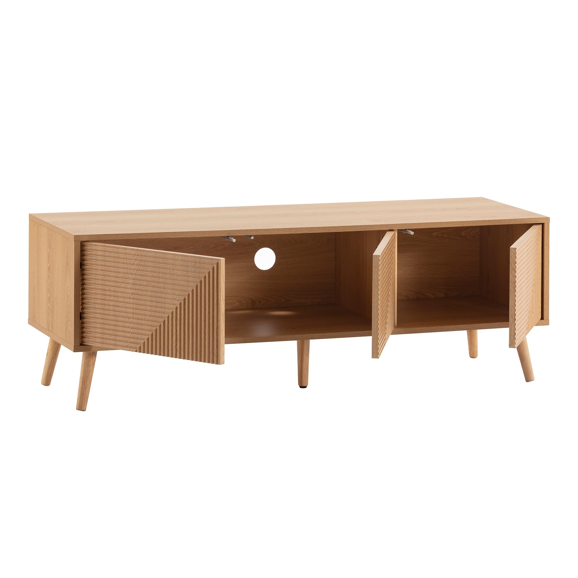 HOMN LIVING Mueble TV Telmo 3 Puertas Color Roble, 130 cm (Ancho) 40 cm (Profundo) 45 cm (Altura)
