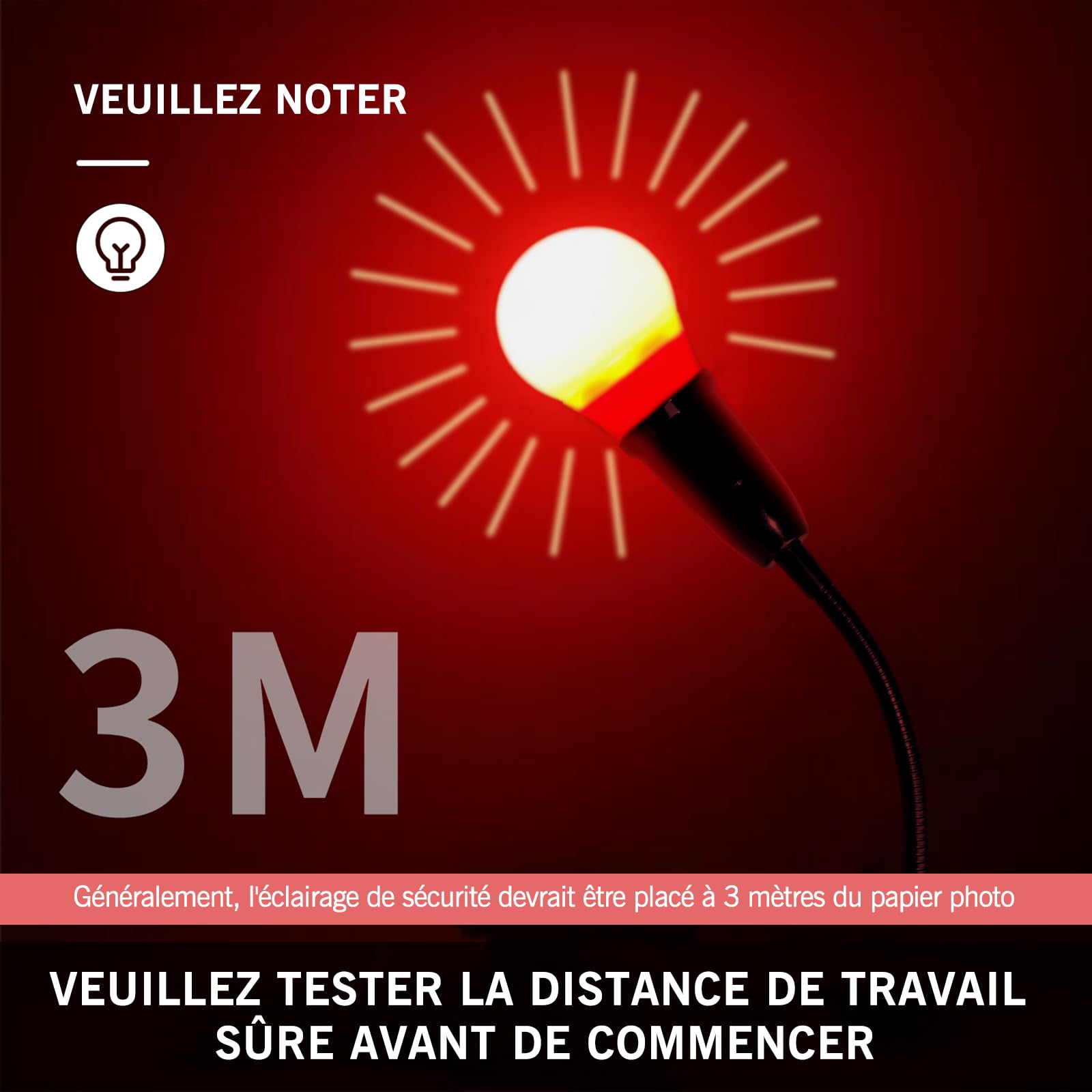 eTone Dunkelkammer SafeLight, Rote LED-Schreibtischlampe mit Clip, 360 Grad einstellbar, geeignet für Die Verarbeitung Von S/W-Film und S/W-Druckpapier (5W)