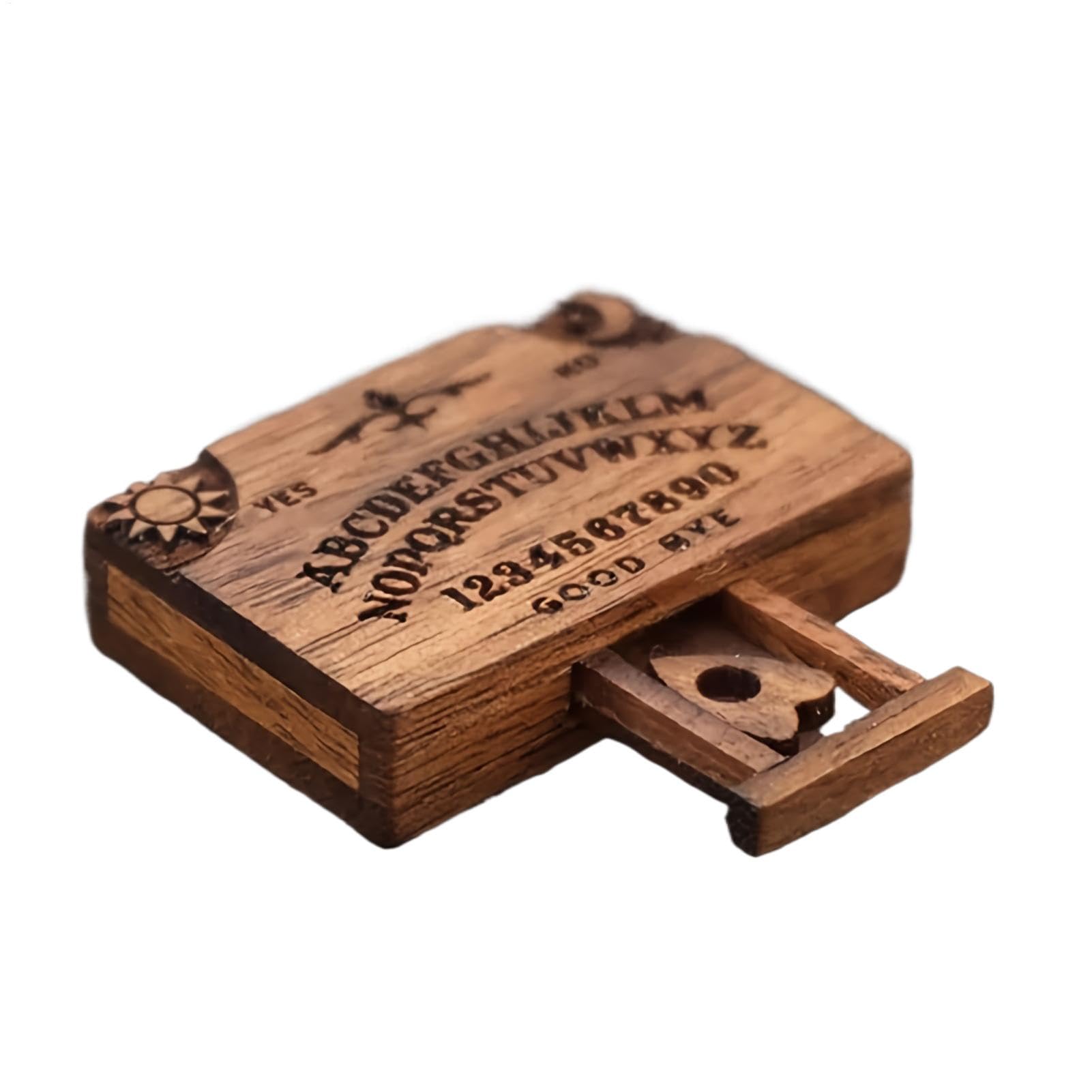Ouija Portátil Con Cajón Tablero Ouija En Miniatura De Madera Con Plancheta - Juego De Adivinación Espiritual, Pequeño Y Portátil, Para Halloween Y Reuniones Accesorio Fiesta Temática Ouija Portátil Con Cajón Tablero Ouija En Miniatura De Madera Con Plancheta - Juego De Adivinación Espiritual, Pequeño Y Portátil, Para Halloween Y Reuniones Accesorio Fiesta Temática