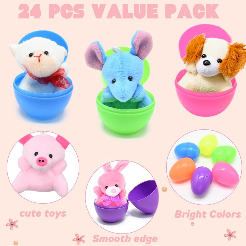 WODMAZ 24 PCS Mini Plush Animal Toys, Small Stuffed Animals Plush Keychain Set for Kids Birthday Gifts Party Favor Goodie Bags, Easter Party Favors