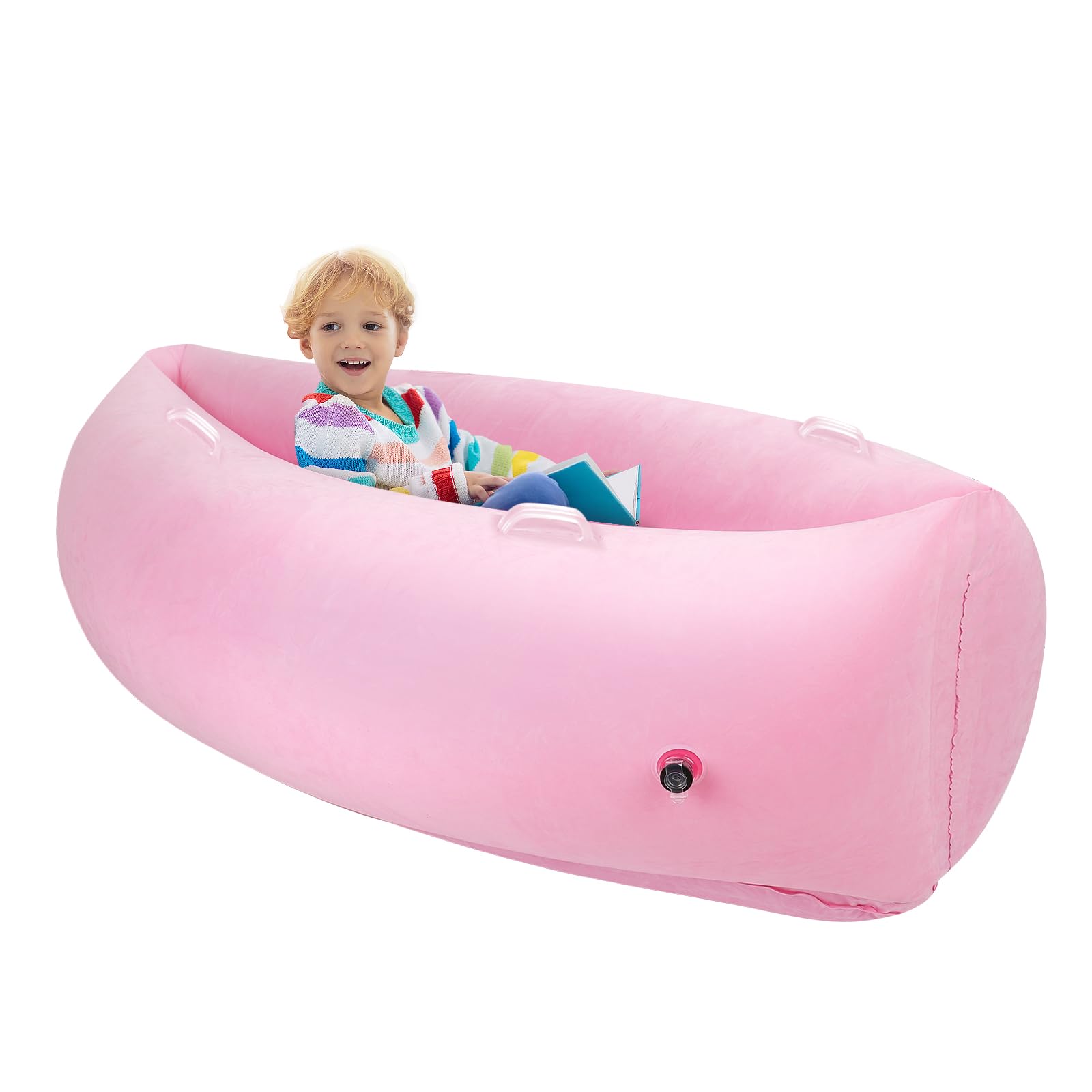 Sensory Chair for Kids, Inflatable Peapod Sensory 60" for Kids, Sensory Pod for Autistic Children, Includes Electric Air Pump, Pink