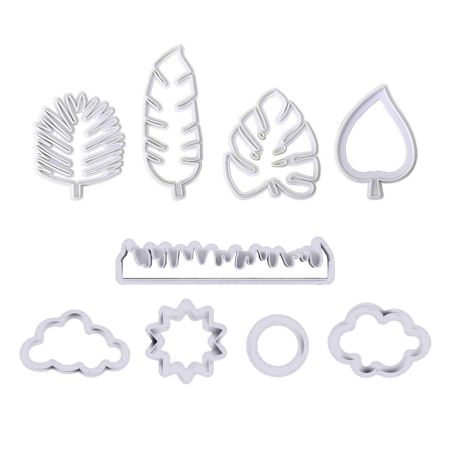 4 Formine Per Biscotti A Forma Di Foglia Tropicale - Plastica Alimentare, Per Decorazione Dolci