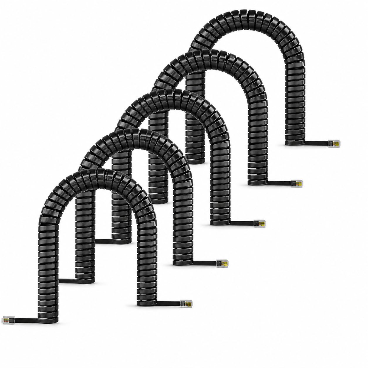 Cavo telefonico in rame puro, cavo telefonico RJ9 4P4C per telefono fisso, 3 m, cavo di ricambio a spirale per telefono da ufficio/casa, design a spirale estensibile, compatibile universalmente (5