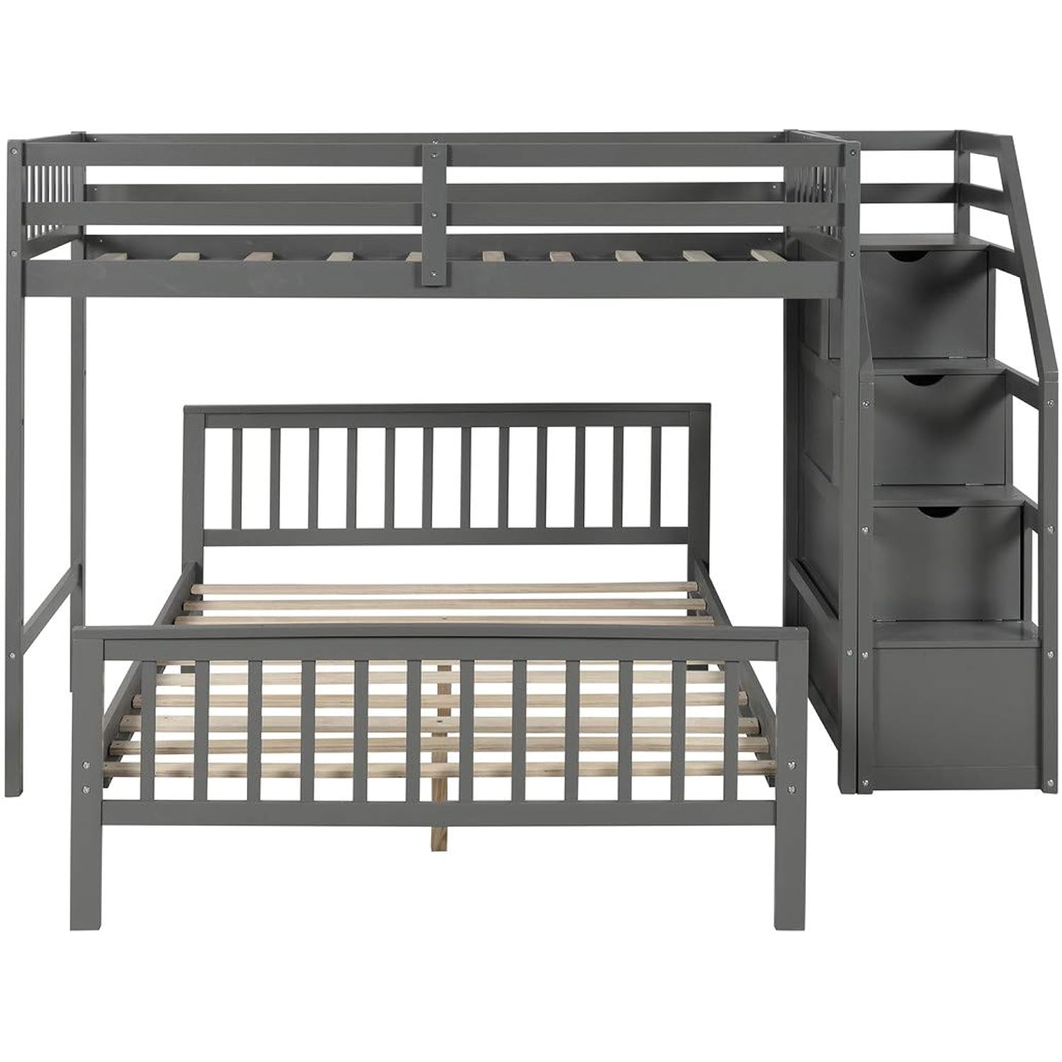Twin Over Full Loft Beds, Bunk Beds Frames Solid Wood with