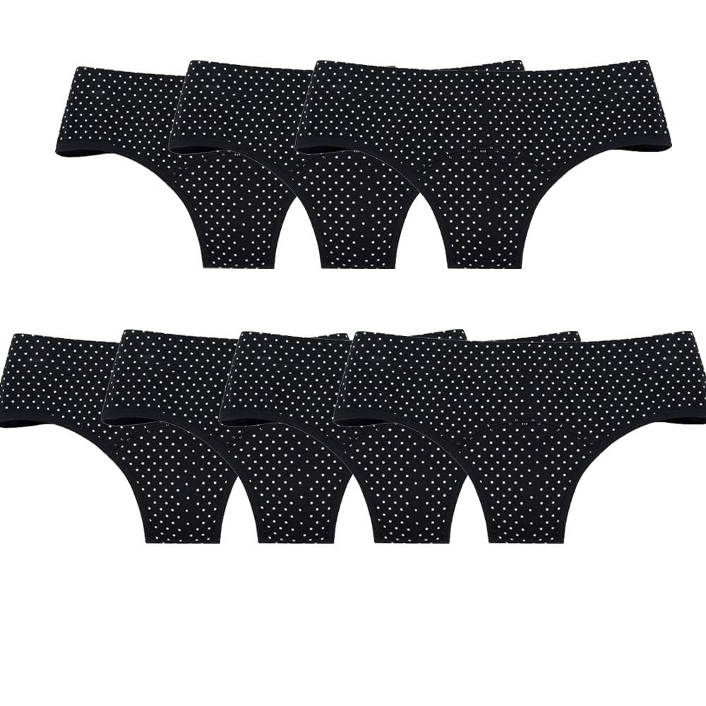 7 Pezzi Di Biancheria intima Mestruale in Cotone a Pois Mutandine per Il Ciclo Mestruale Flusso Abbondante Slip Post-Parto Mutandine Carine Hipster Nere Xxl